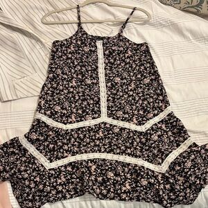 Art Class Black and Pink Floral dress with Lace Detail